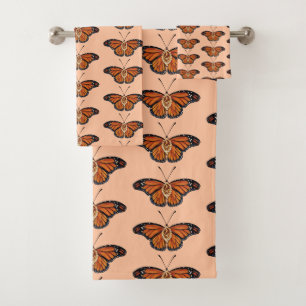 November Citrine Monarch Butterfly Design Badhandtuch Set