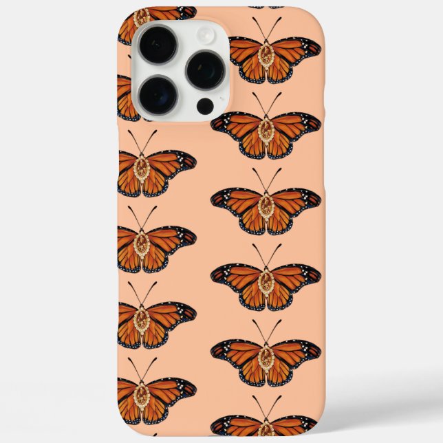 November Citrine Monarch Butterfly Design iPhone 16 Pro Max Hülle (Rückseite)