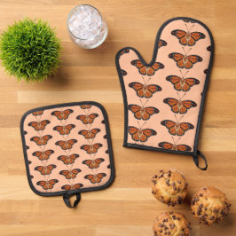 November Citrine Monarch Butterfly Design Ofenhandschuh & Topflappen-Set