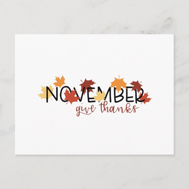 November Dank Postkarte (Vorderseite)