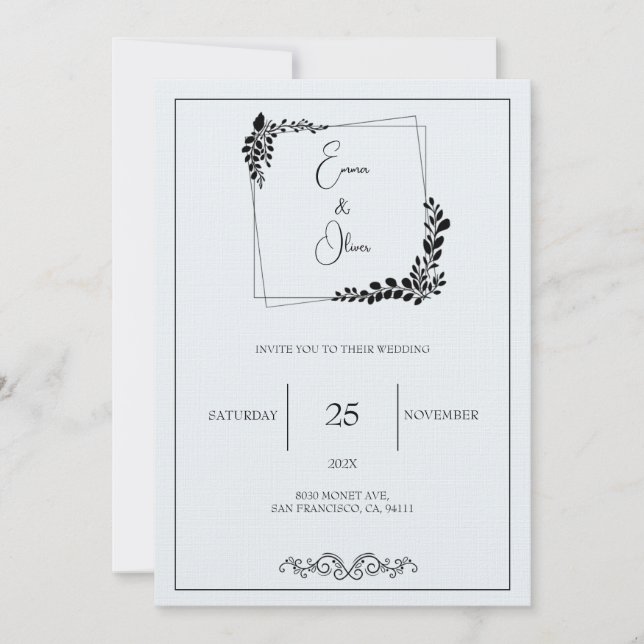 "November Elegance" Einladbare Hochzeit Einladung (Vorderseite)