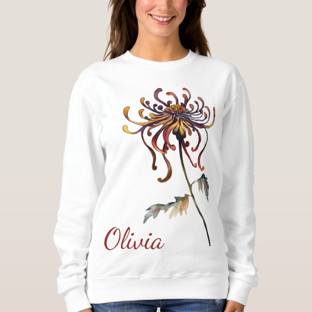 November Geburt Blume Geschenke Chrysanthemum Blum Sweatshirt (Vorderseite)