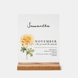 November Geburtsmonat Blume Chrysanthemum Acrylschild