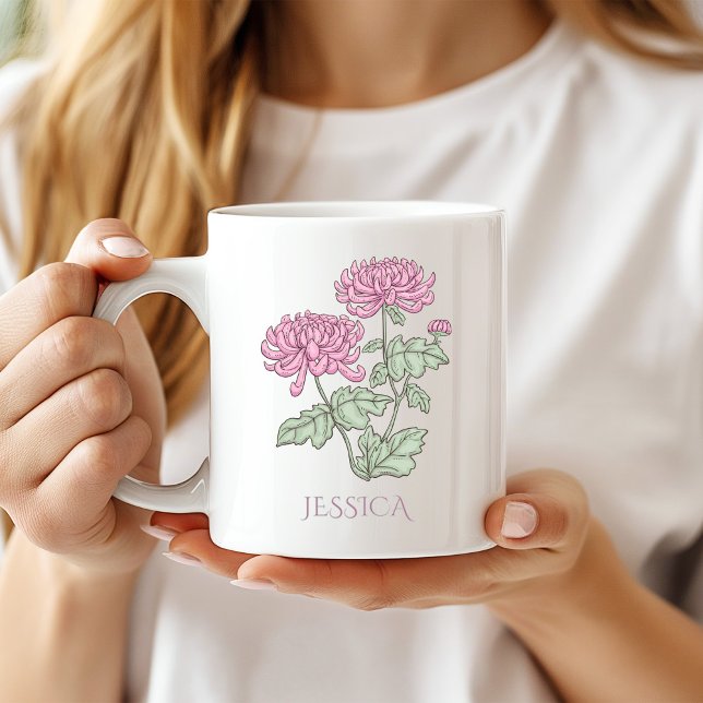 November Geburtsmonat Blume Lila Chrysanthemum Kaffeetasse (Von Creator hochgeladen)