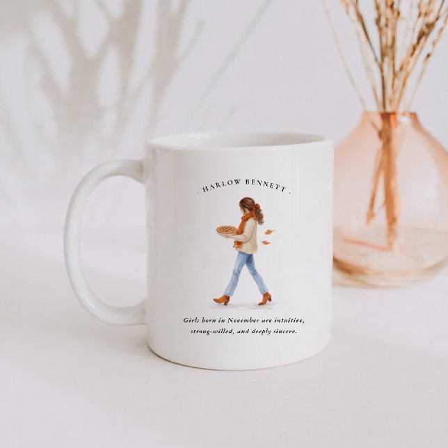 November-Geburtsmonat Mädchen | Monogramm Kaffeetasse (Von Creator hochgeladen)