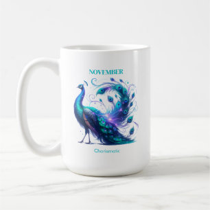 November Geburtsmonat Spirit Animal Peacock Kaffeetasse