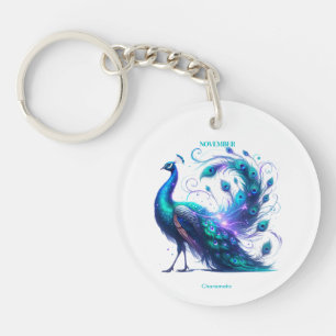 November Geburtsmonat Spirit Animal Peacock Schlüsselanhänger