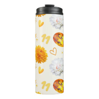 November Geburtsstein & Blume | Citrin & Chrysanth Thermosbecher