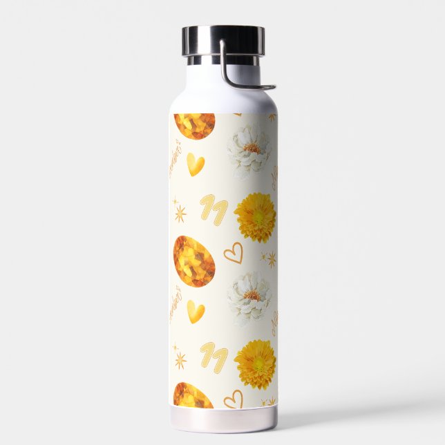 November Geburtsstein & Blume | Wasserfarbe Trinkflasche (Links)