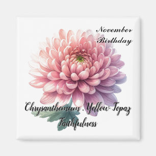 November Geburtsstein Topas Chrysantheme Magnet