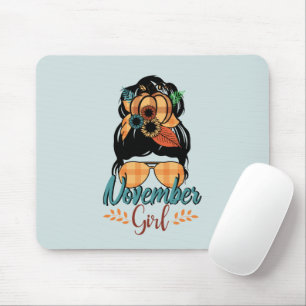 November Girl - Autumn Messy Bun Vibes Mousepad