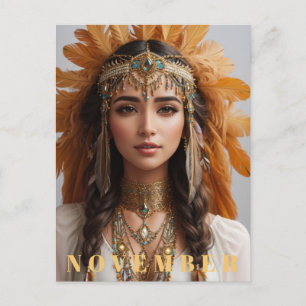 *~* NOVEMBER Goldener Topas  AP53 Boho Geburtsstei Postkarte