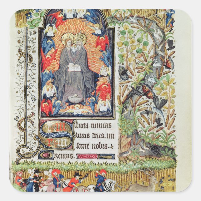 November; Hirschjagd Quadratischer Aufkleber (Vorderseite)