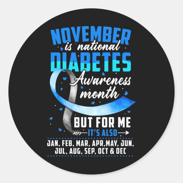 November is Diabetes Awareness Month Blue and Gray Runder Aufkleber (Vorderseite)