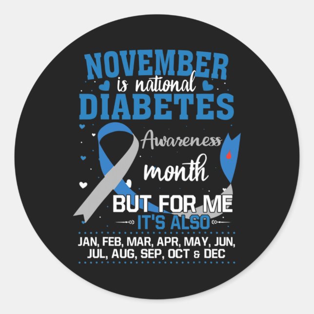 November ist der Monat des nationalen Diabetes-Bew Runder Aufkleber (Vorderseite)
