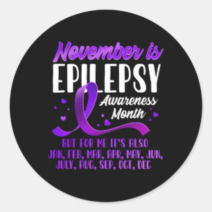 November ist Epilepsie-Sensibilisierungsmonat Ribb Runder Aufkleber