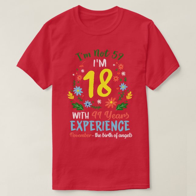 November Mädchen Blume T-Shirt 59 Jahre alt Im nic (Design vorne)