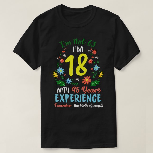 November Mädchen Blume T-Shirt 63 Jahre alt Im nic (Design vorne)