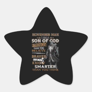 November Mann bin ich Sohn Gott stärker als du gla Stern-Aufkleber