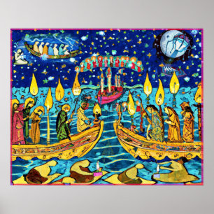 November Naive Folk Art Herbst Celebration Poster