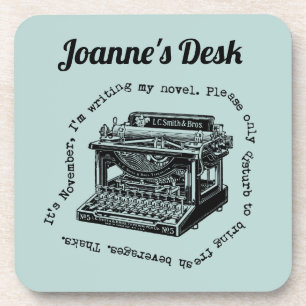 November Novel Writer Vintage Schreibmaschine Getränkeuntersetzer