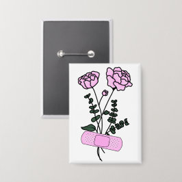November Peony Blume Bandaid Button