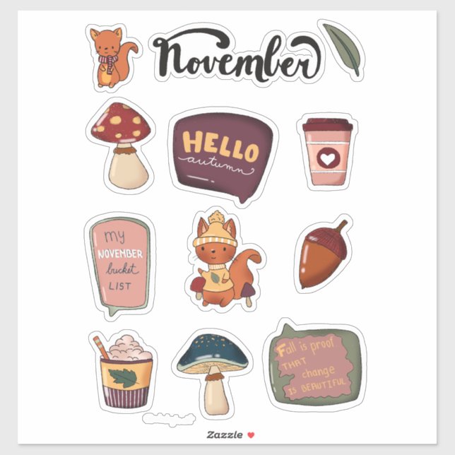 November Sticker Sheet - Squirrels & Cozy Moments (Feuille)
