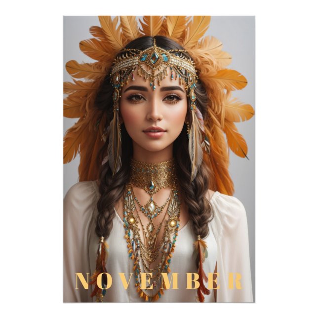*~* NOVEMBER Topaz AP53 Headdress Birthstone Fotodruck (Vorne)