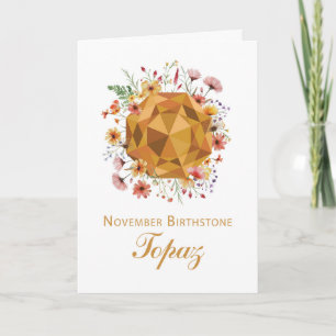 November Topaz Birthstone Geburtstag mit Wildblume Karte