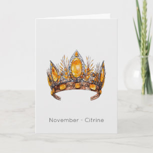 Novembre Birthstone Citrine Crown Carte d'annivers