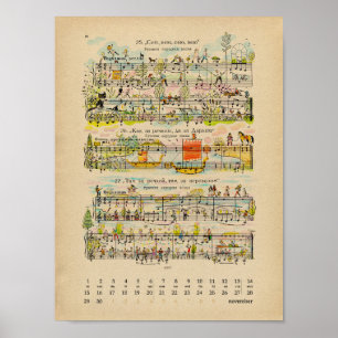 Novembre Bonne Notes Calendrier 2022 Poster