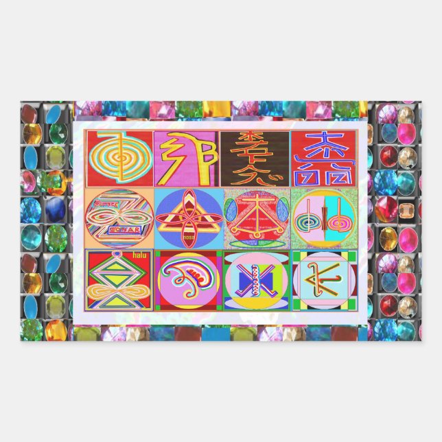 NOVINO ReikiHealing in KARUNA Reiki Symbols Rechteckiger Aufkleber (Vorderseite)
