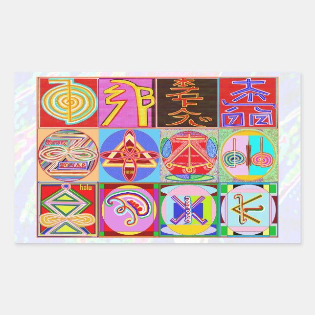 NOVINO ReikiHealing in KARUNA Reiki Symbols Rechteckiger Aufkleber (Vorderseite)