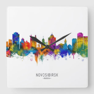 Novosibirsk Russland Skyline Quadratische Wanduhr