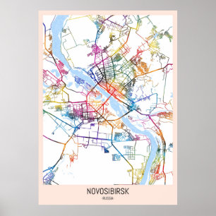 Novosibirsk Russland Stadt Karte Poster
