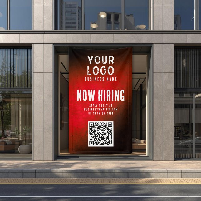 Now Hiring Banner QR Code Red Grunge Gradient (Von Creator hochgeladen)