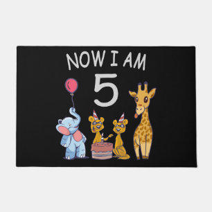 Now I am 5 years old 5th Birthday at the Zoo Fußmatte