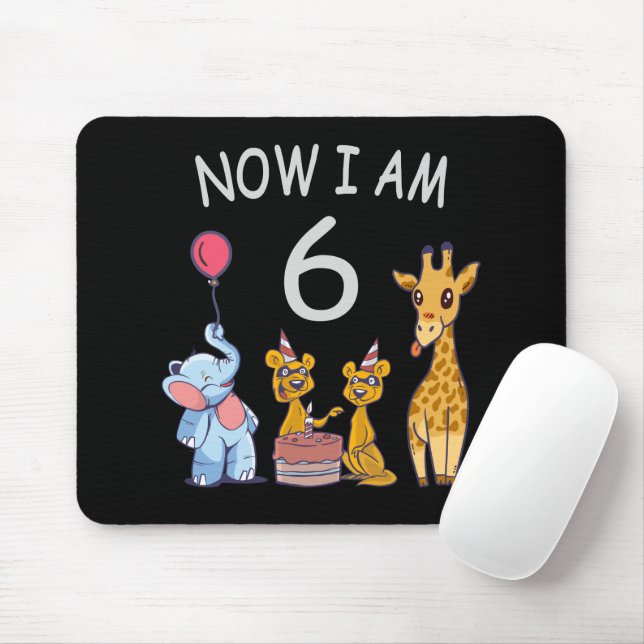 Now I am 6 years old 6th Birthday at the Zoo Mousepad (Mit Mouse)