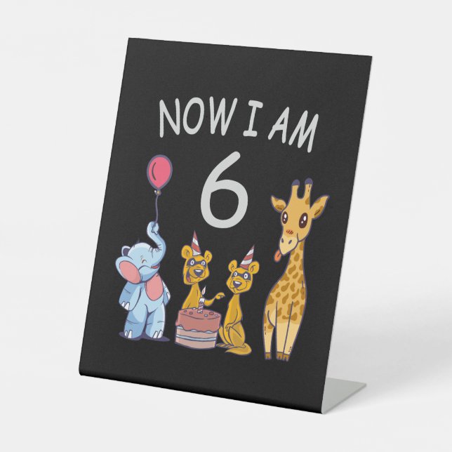 Now I am 6 years old 6th Birthday at the Zoo Sockelschild (Vorderseite)