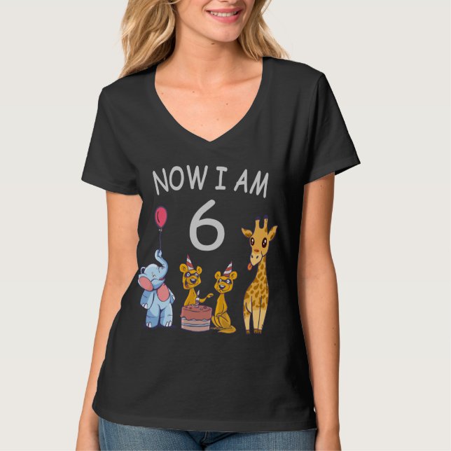 Now I am 6 years old 6th Birthday at the Zoo T-Shirt (Vorderseite)