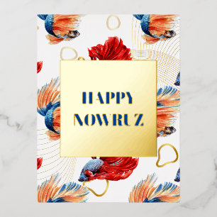 Nowruz Dancing Goldfish Trio Fossilienfuss Postkar Folien Feiertagspostkarte