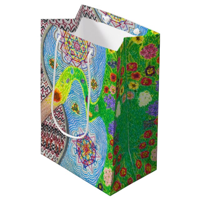 Nowruz Frühlings-und Leben-Erneuerungs-mittlere Mittlere Geschenktüte (Vorderseite Schrägansicht)