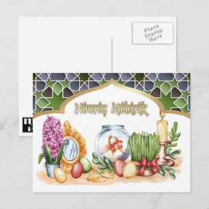 Nowruz Moubarak. Carte postale du Nouvel An perse