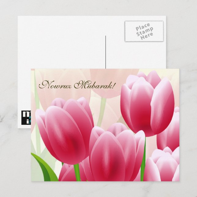 Nowruz Moubarak. Carte postale du Nouvel An perse (Devant / Derrière)