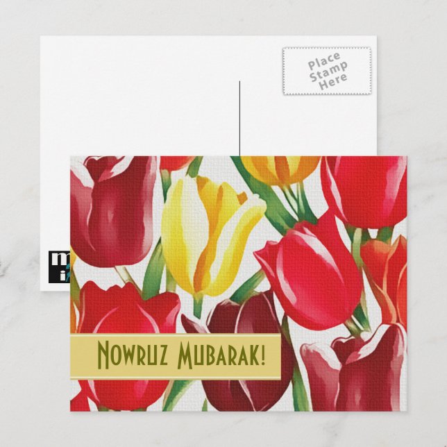 Nowruz Moubarak. Carte postale du Nouvel An perse (Devant / Derrière)