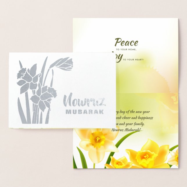 Nowruz Mubarak. Frühlingsdaffodien Persisches Neuj Folienkarte (Anzeige)