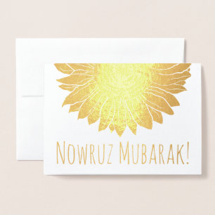 nowruz Mubarak! Goldfolie Sonnenblume Folienkarte