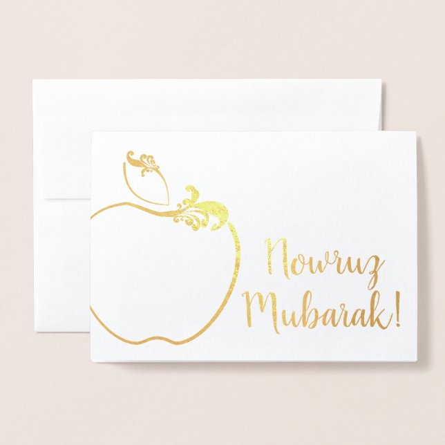 nowruz Mubarak! Goldfolie zacken Apfel Folienkarte (Vorderseite mit Umschlag)