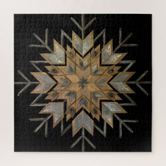 Noyer de puzzle avec acier gravé et fût de neige