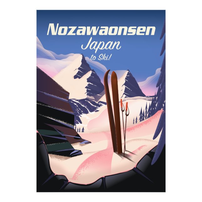 Nozawaonsen Japan auf Ski Fotodruck (Vorne)